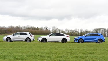 Toyota Corolla, Honda Civic and Kia Ceed - in a row